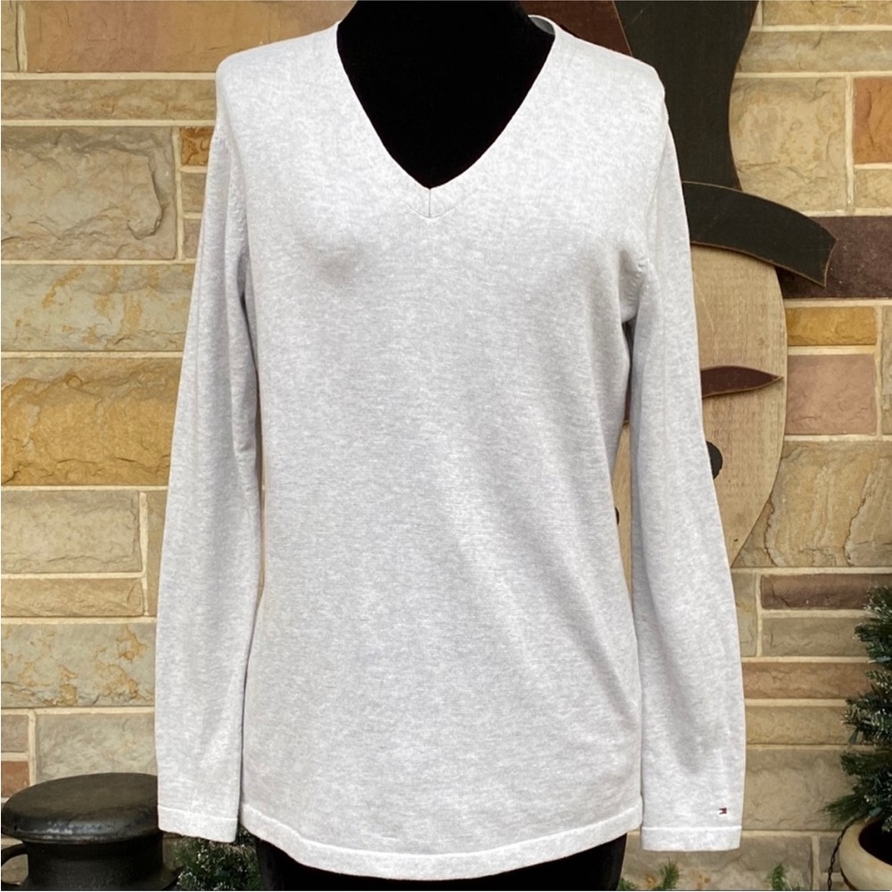 Tommy‎ Hilfiger Metallic Silver V-Neck Sweater